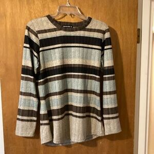 David Cline Striped Tunic in Gray, Blue, and Brown